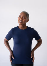 Cathy Short Sleeve Jewel Neck Top Basic