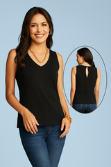 Kelly V-Neck Keyhole Sleeveless Basics