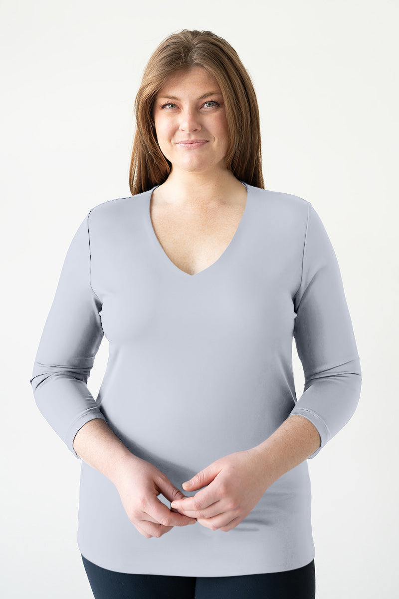 Karen V-Neck 3/4 Sleeve Top (Relaxed Fit) - Seasonal Colors