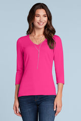 Karen Relaxed Fit 3/4 Slv V-Neck