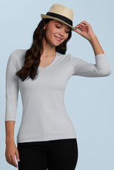 Karen V-Neck 3/4 Sleeve Top (Relaxed Fit) - SALE
