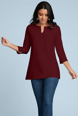 Hillary V-Placket 3/4 Sleeve Tunic
