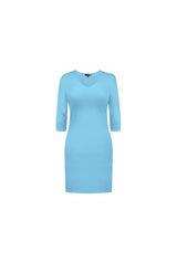 3/4 SLEEVE V-NECK DRESS