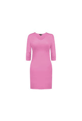 3/4 SLEEVE V-NECK DRESS