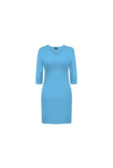 3/4 SLEEVE V-NECK DRESS