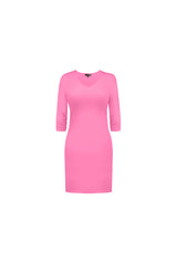 3/4 SLEEVE V-NECK DRESS