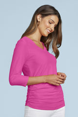 Rachel V-Neck 3/4 Sleeve Ruched Top