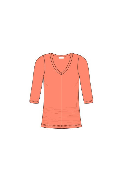 Rachel V-Neck 3/4 Sleeve Ruched Top - SALE