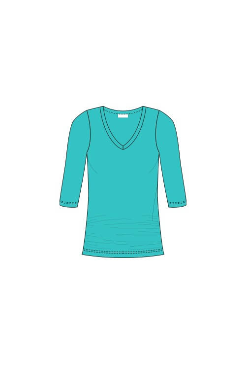 Rachel V-Neck 3/4 Sleeve Ruched Top - SALE