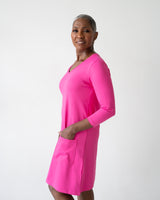 Emily V-Neck 3/4 Sleeve Dress