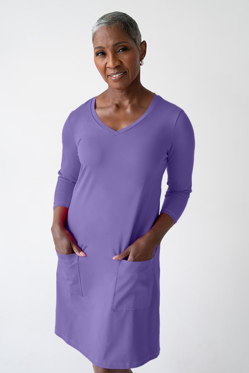 Emily V-Neck 3/4 Sleeve Dress