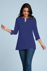 Hillary V-Placket 3/4 Sleeve Tunic