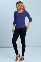 Rachel V-Neck 3/4 Sleeve Ruched Top