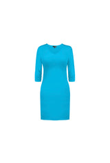 3/4 SLEEVE V-NECK DRESS