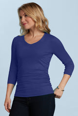 Rachel V-Neck 3/4 Sleeve Ruched Top