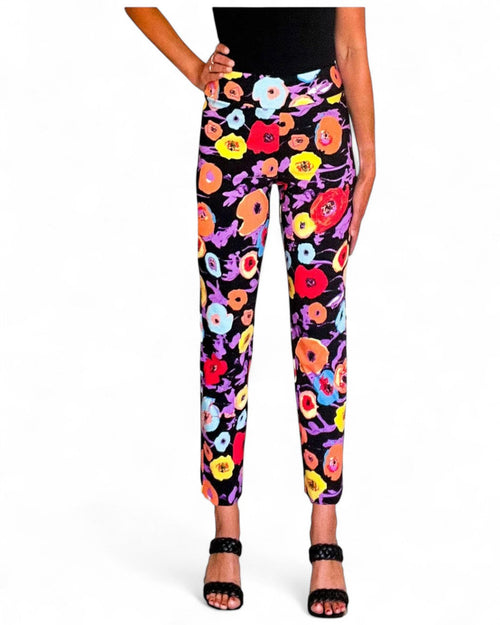 Krazy Larry P507 Pull on Pant - Black Floral