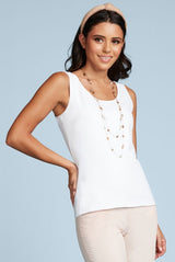 Stephanie scoop neck tank top in white