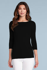 Travel essentials for women: Sabrina boatneck top in Black