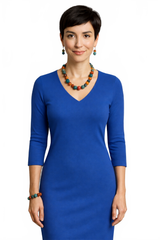 Carole V-Neck 3/4 Sleeve Dress - wedding guest dress for women over 50