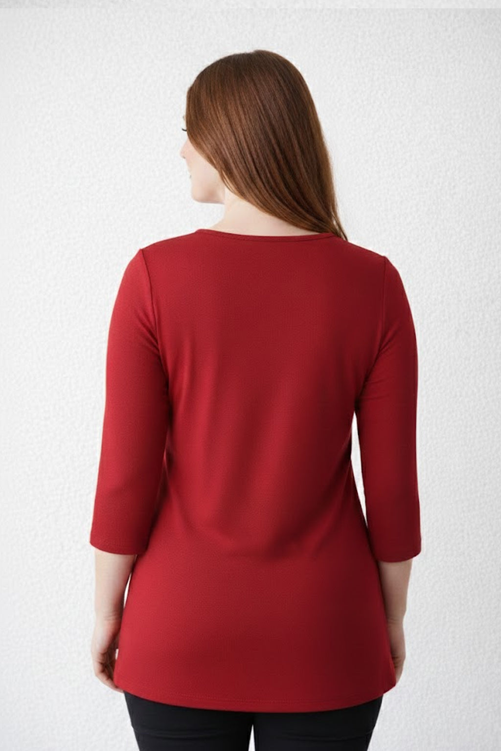 Karen Relaxed Fit 3/4 Sleeve V-Neck Top-Basics