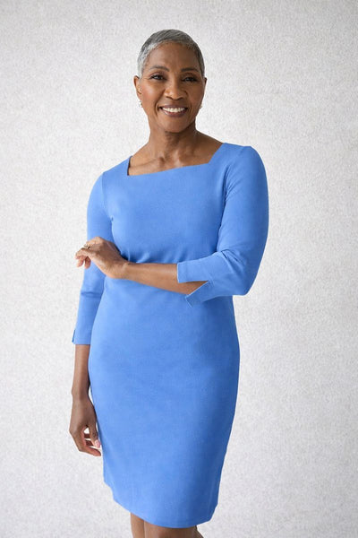 Terry Square Neck 3/4 Sleeve Dress – JudyP Apparel