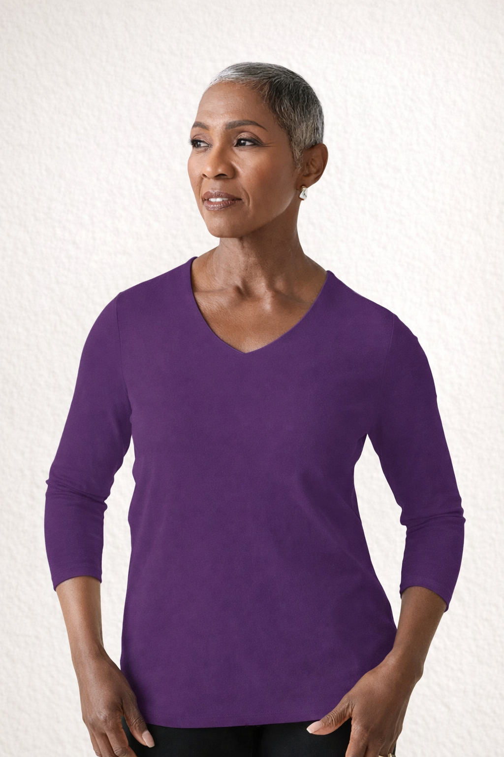 Karen Relaxed Fit 3/4 Sleeve V-Neck Top-Fall 2025 Colors