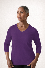 Karen Relaxed Fit 3/4 Sleeve V-Neck Top-Fall 2025 Colors