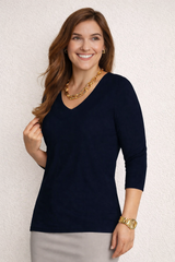 Karen 3/4 Sleeve V-Neck Top (Relaxed Fit) Basics