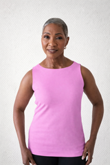 Cotton Candy Boatneck Sleeveless Tank Top Front View - Moisture Wicking | JudyP Apparel