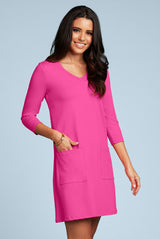 Emily V-Neck 3/4 Sleeve Dress