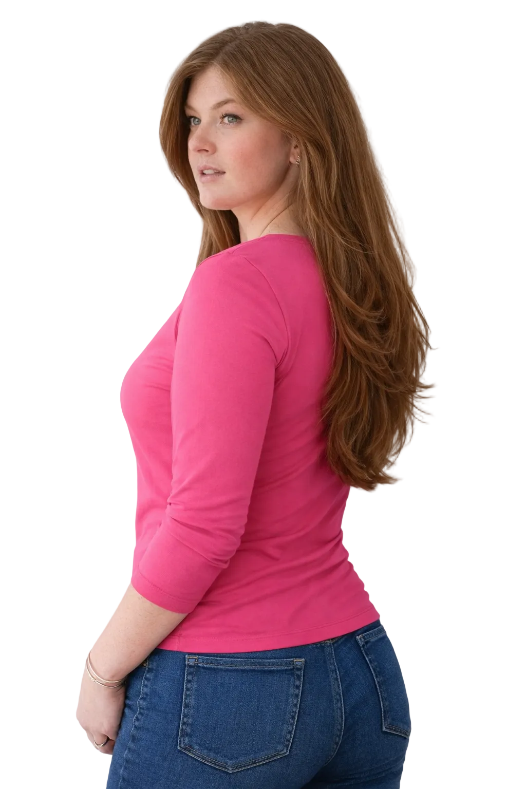 Bougainvillea Scoop Neck 3/4 Sleeve Top Side Profile - Wrinkle-Free | JudyP Apparel