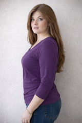 Imperial Purple Crewneck 3/4 Sleeve Top Side Profile - Moisture Wicking | JudyP Apparel