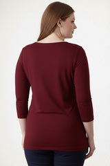Karen Relaxed Fit 3/4 Sleeve V-Neck Top-Fall 2025 Colors