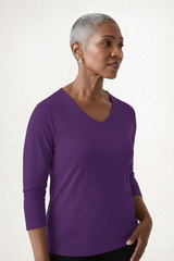 Karen Relaxed Fit 3/4 Sleeve V-Neck Top-Fall 2025 Colors
