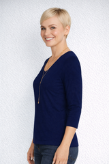 Karen Relaxed Fit 3/4 Sleeve V-Neck Top