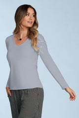 Dionne V-Neck Long Sleeve Top - Seasonal Colors