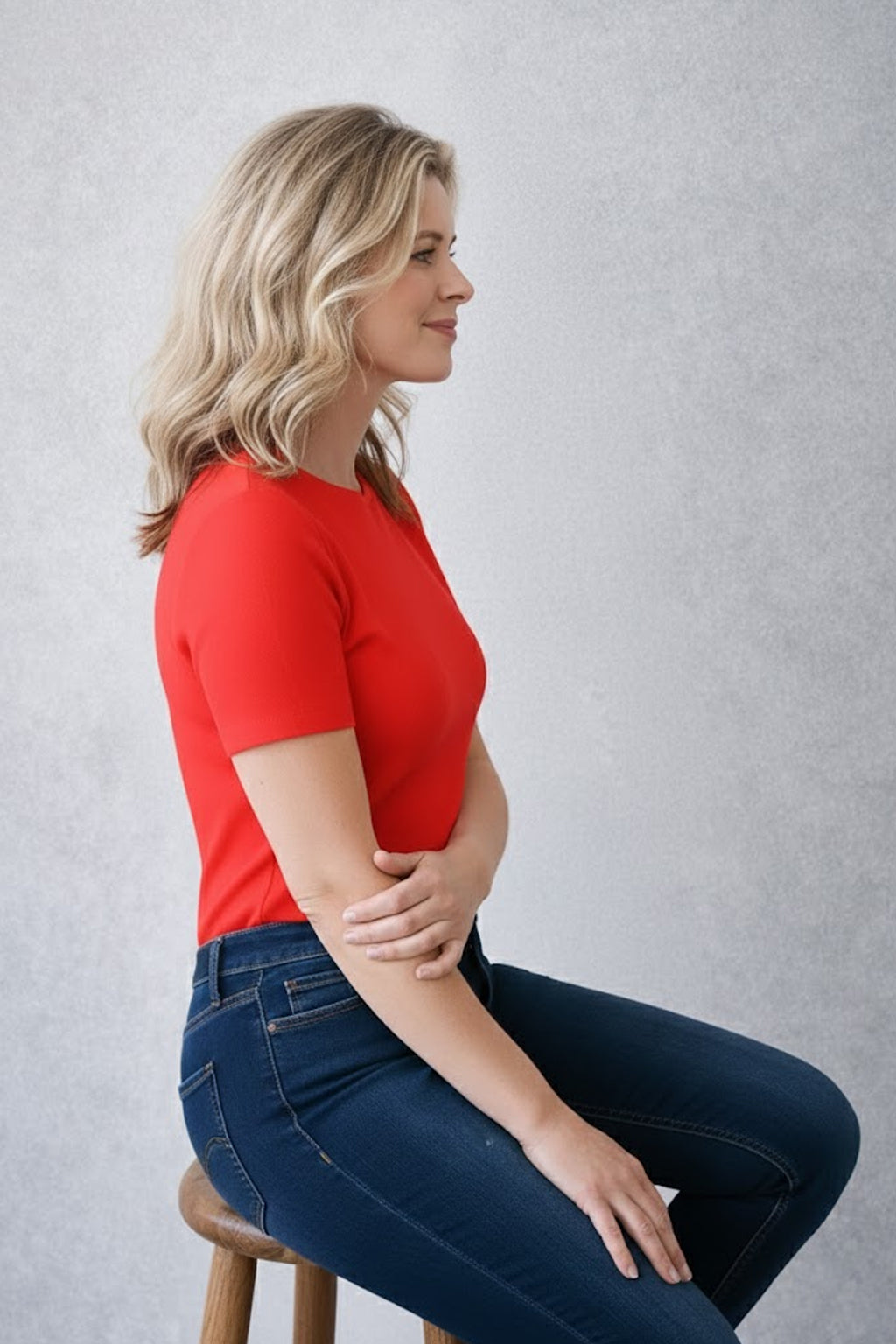 Razzmatazz Crewneck Short Sleeve Top Side Profile - Wrinkle-Free | JudyP Apparel