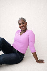 Cotton Candy V-Neck 3/4 Sleeve Top Full Length View - Wrinkle-Free | JudyP Apparel