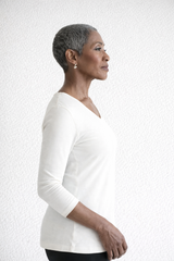 Karen Relaxed Fit 3/4 Sleeve V-Neck Top-Basics