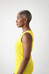 Chartreuse Crewneck Sleeveless Dress Side Profile - Elevated Basic | JudyP Apparer