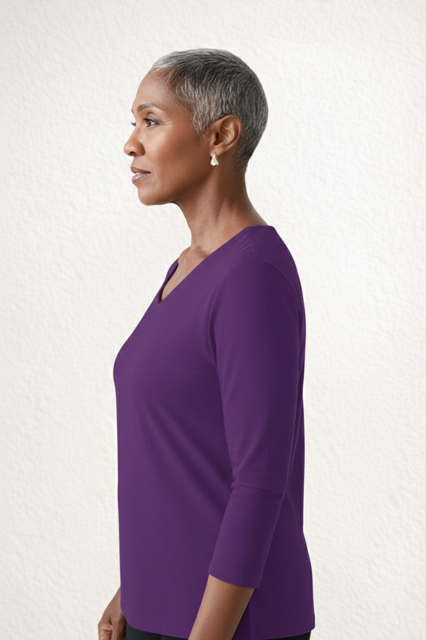 Karen Relaxed Fit 3/4 Sleeve V-Neck Top-Fall 2025 Colors