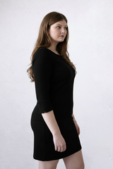 Terry Square Neck 3/4 Sleeve Dress Core Fashion Colors