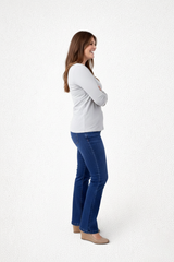 Ivory Crewneck Long Sleeve Top Full Length View - UPF 50 | JudyP Apparel