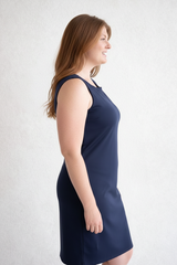 Navy Scoop Neck Sleeveless Dress Side Profile - UPF 50 | JudyP Apparel