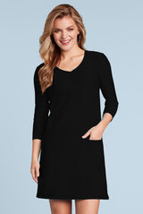 Emily V-Neck 3/4 Sleeve Dress