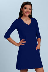 Emily V-Neck 3/4 Sleeve Dress