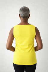 Chartreuse Crewneck Sleeveless Tank Top Back View - Made in USA | JudyP Apparel