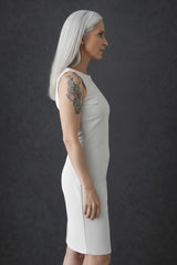 Pearl Boatneck Sleeveless Dress Side Profile - Machine Washable | JudyP Apparel