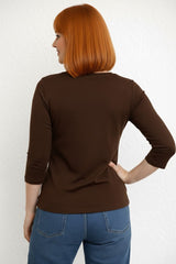 Karen Relaxed Fit 3/4 Sleeve V-Neck Top