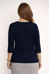 Karen Relaxed Fit 3/4 Sleeve V-Neck Top